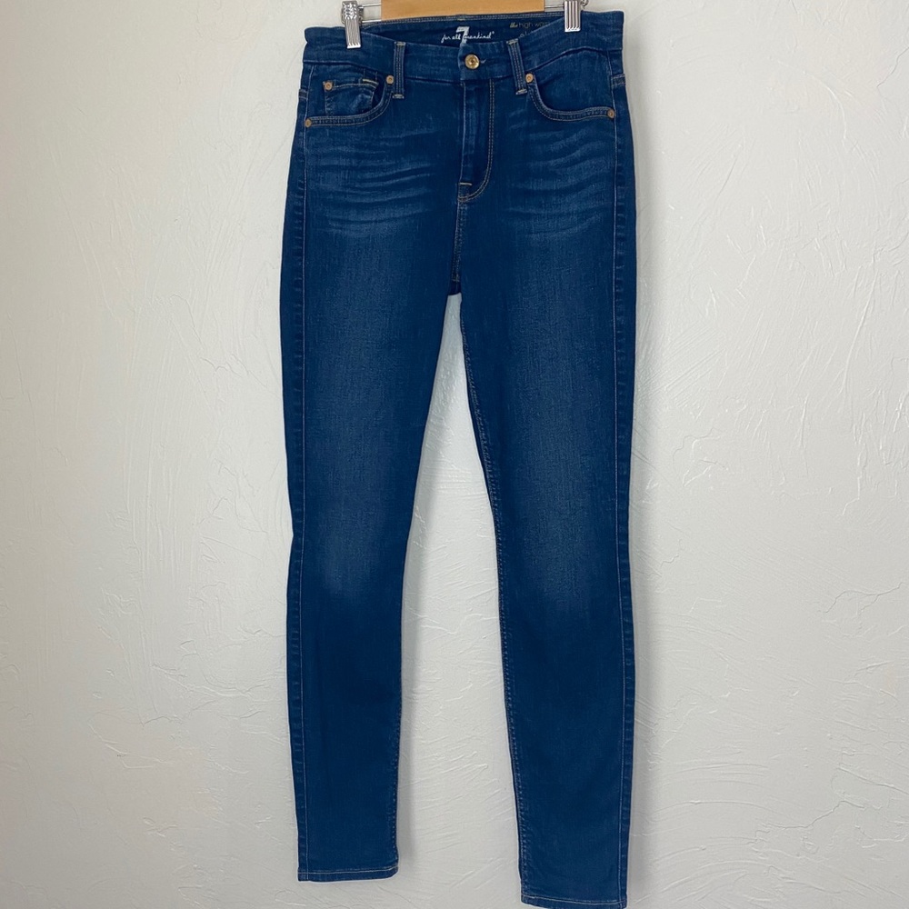 7 For All Mankind High Rise Dark Blue Skinny Jeans